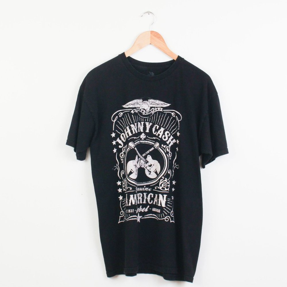 Johnny Cash Shirt Mens Large Black American Rebel Tee